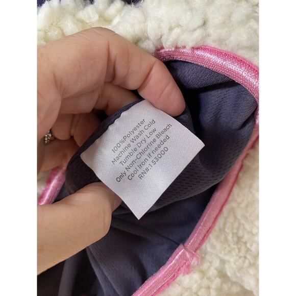 Ivory Ella Pullover Women's SMALL Cream Purple 1/2 Zip Hood Sherpa Puffer Jacket - Picture 9 of 9